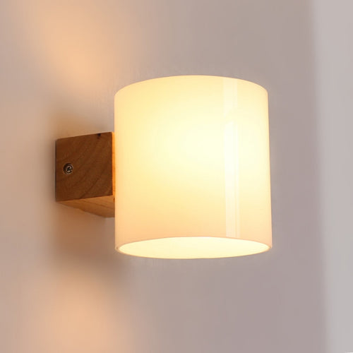 Aplique LED de madera y cristal Sala