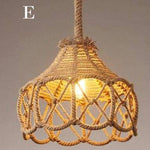 Suspension rustique LED avec abat-jour de plusieurs formes et cordage