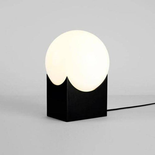 Lampe chevet boule sur support cubique