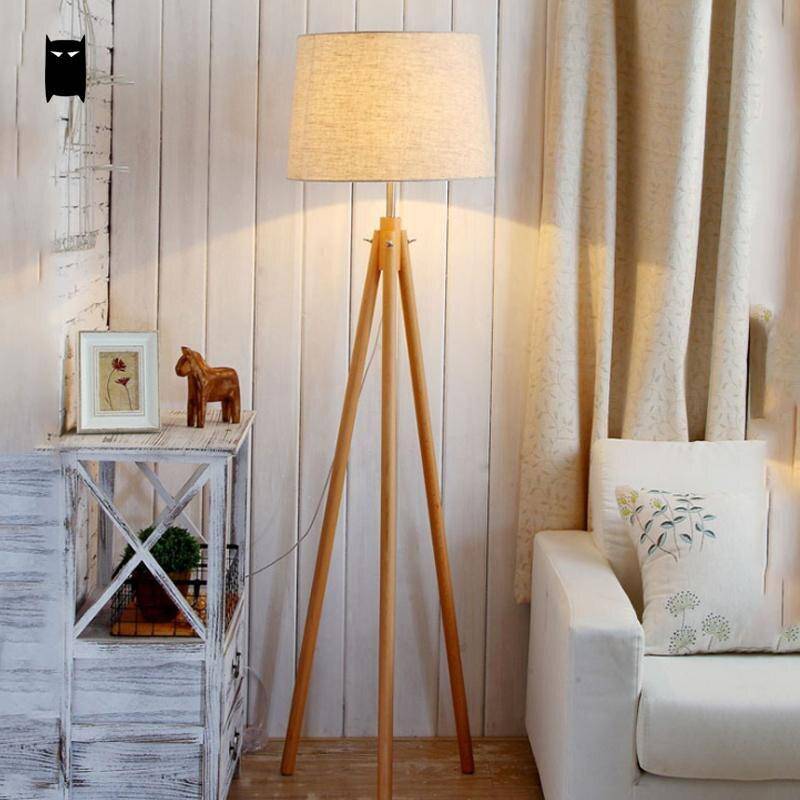Lampadaire trépied en bois scandinave - vue 5 sur 6