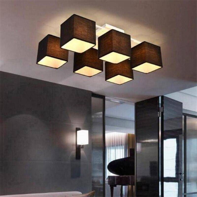 Plafonnier LED en tissu avec abat-jours cubiques