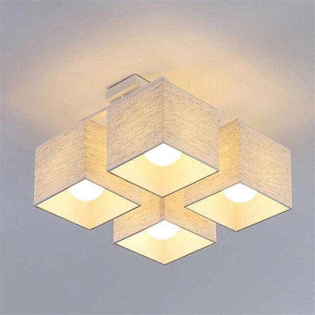 Plafonnier LED en tissu avec abat-jours cubiques