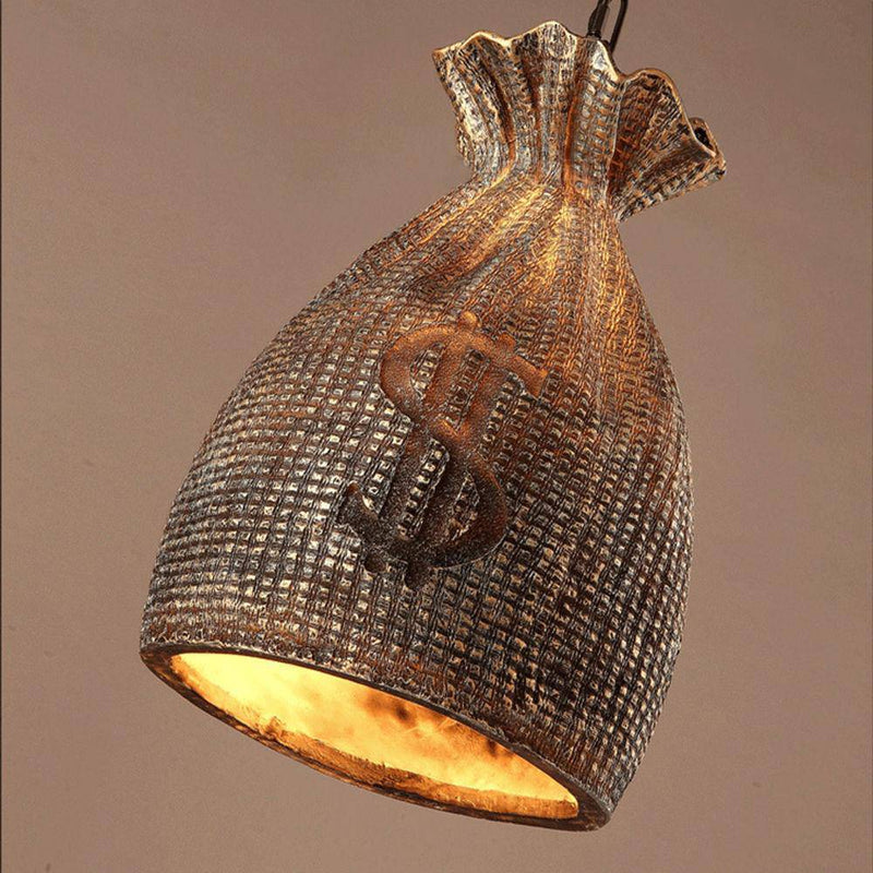 Suspension vintage en sac d'or avec symbole dollar