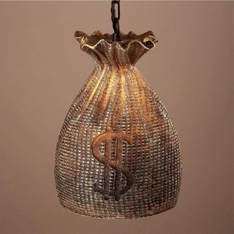 Suspension vintage en sac d'or avec symbole dollar