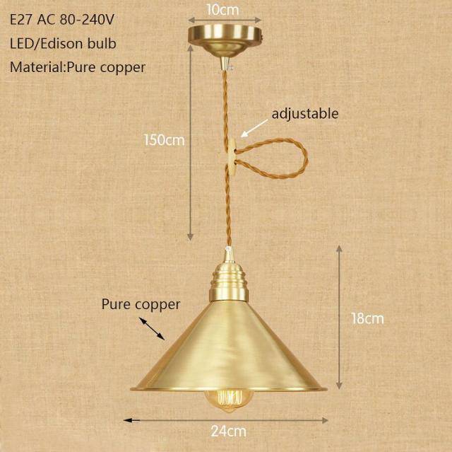 Lámpara de suspensión design LED con pantalla dorada Iron Loft