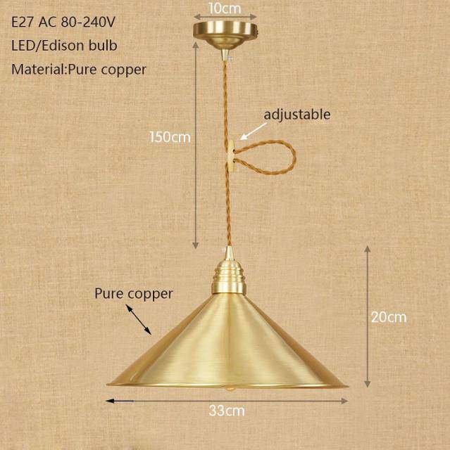 pendant light LED design with lampshade gold Iron Loft