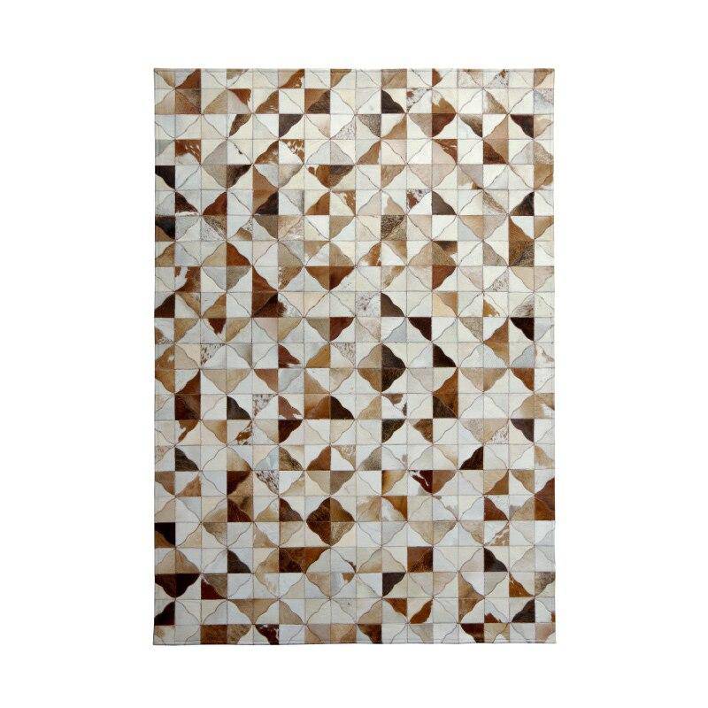 Scandinavian rectangle rug with brown triangles Luxury