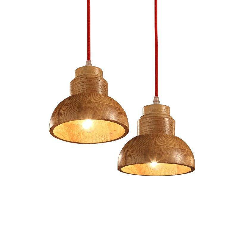 pendant light modern wooden LED with lampshade Craft rounded