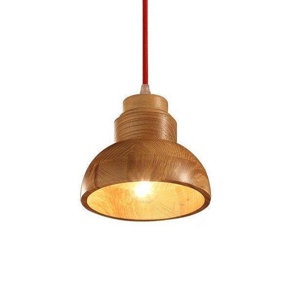 pendant light modern wooden LED with lampshade Craft rounded