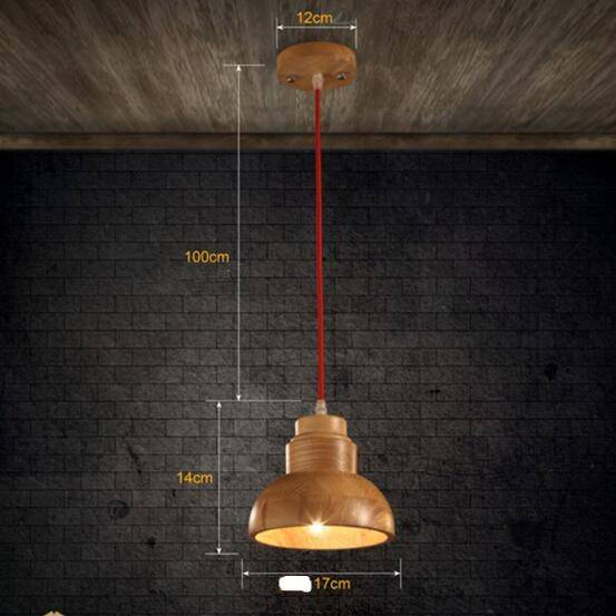 pendant light modern wooden LED with lampshade Craft rounded