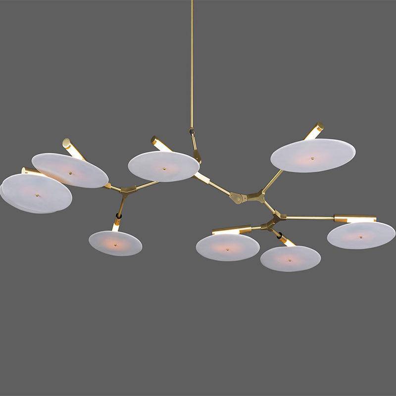 LED design chandelier with golden or black branches and Style circles