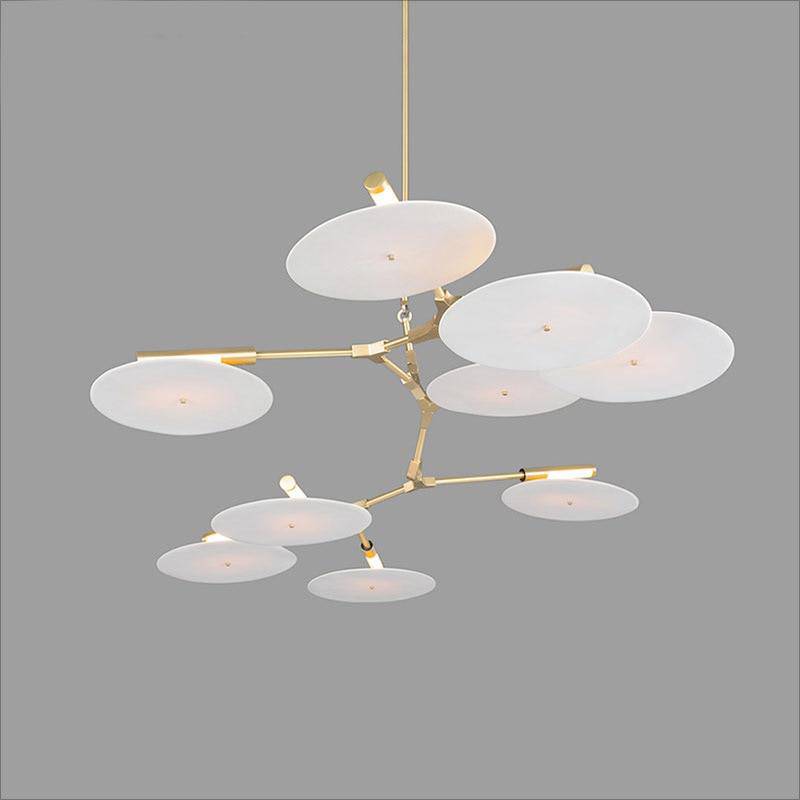 LED design chandelier with golden or black branches and Style circles