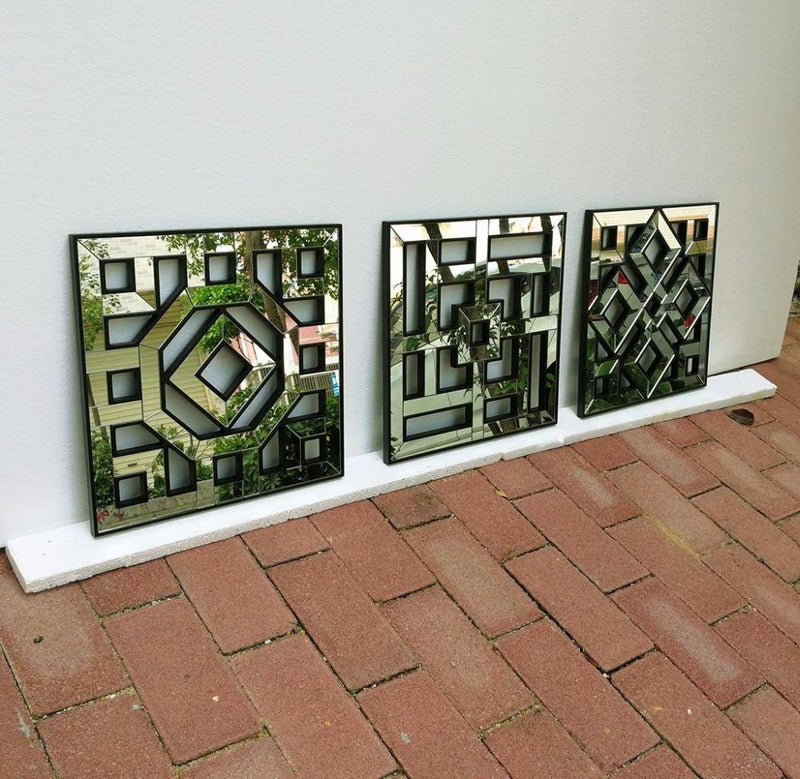 Miroir mural carré design avec formes Decor