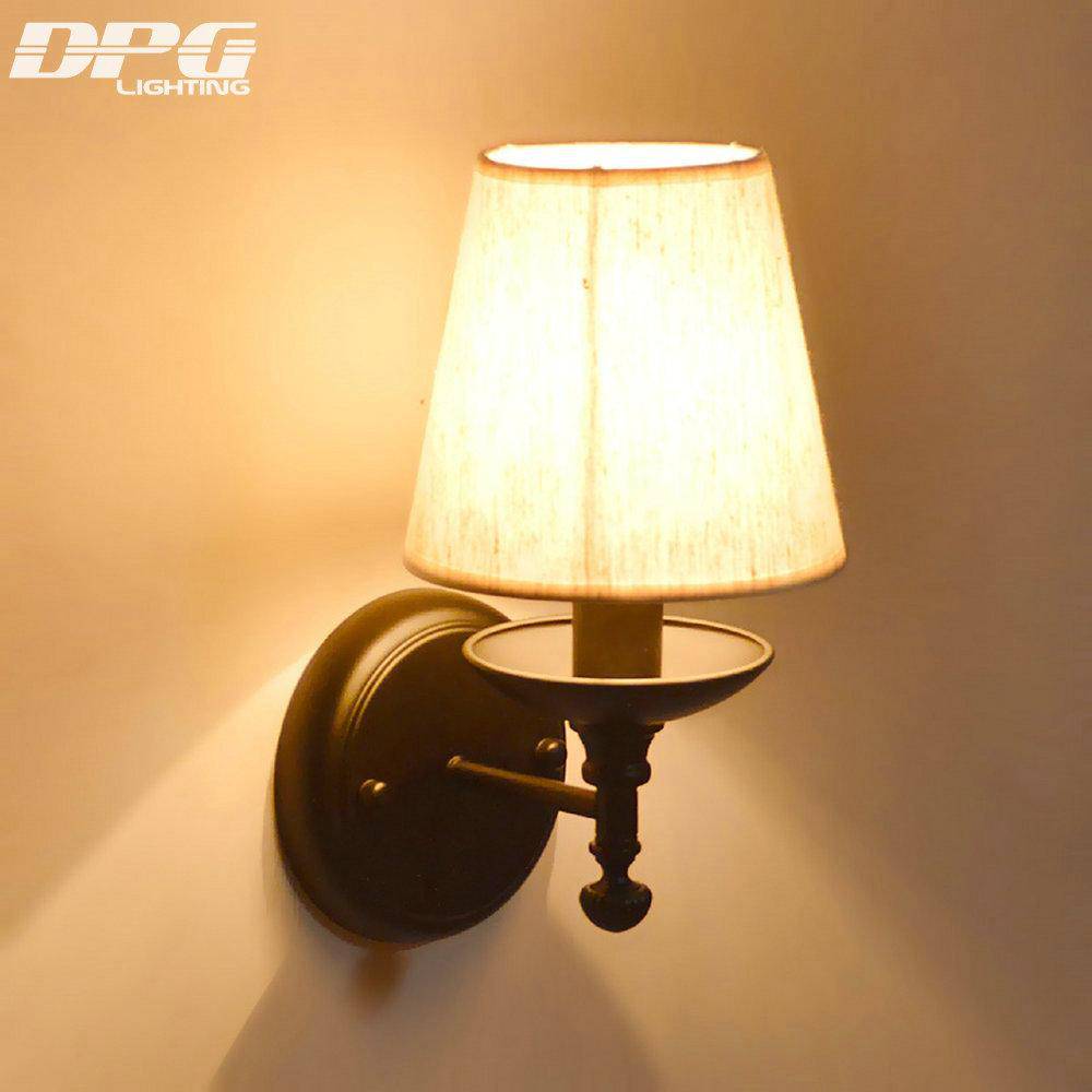 Applique murale LED rustique avec abat-jour en tissu - vue 3 sur 6