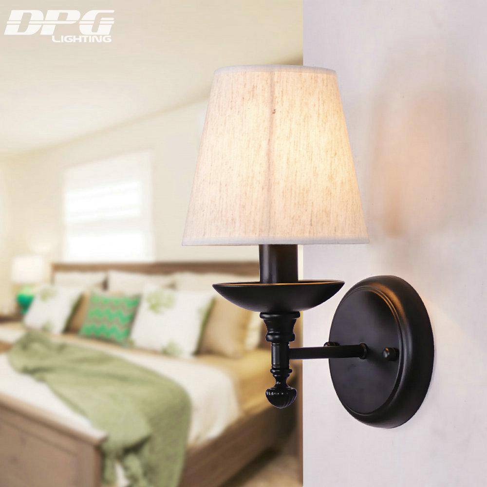 Applique murale LED rustique avec abat-jour en tissu - vue 6 sur 6