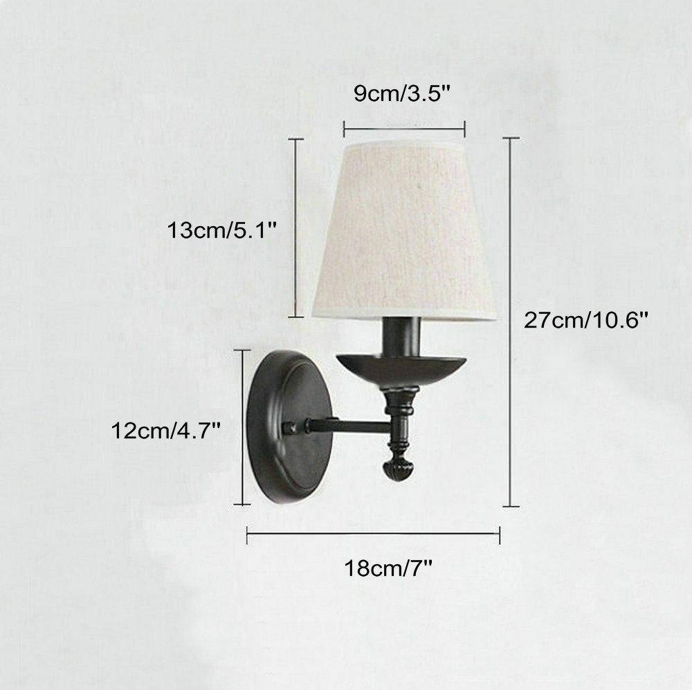 Applique murale LED rustique avec abat-jour en tissu - vue 5 sur 6