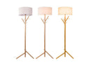 Lampadaire avec abat-jour en tissu et pied en bois style arbre