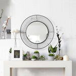 Miroir mural décoratif rond en métal noir Lattice
