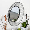 Miroir mural décoratif rond en métal noir Lattice