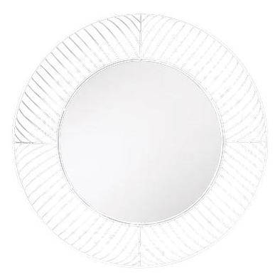 Miroir mural décoratif rond en métal blanc Lattice - vue 3 sur 4