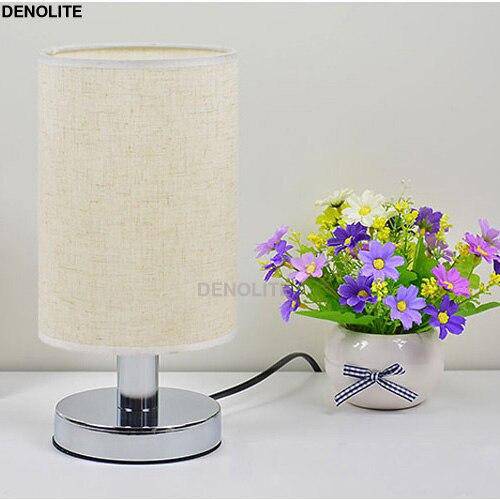 Lampe de chevet LED chromé avec abat-jour en tissu
