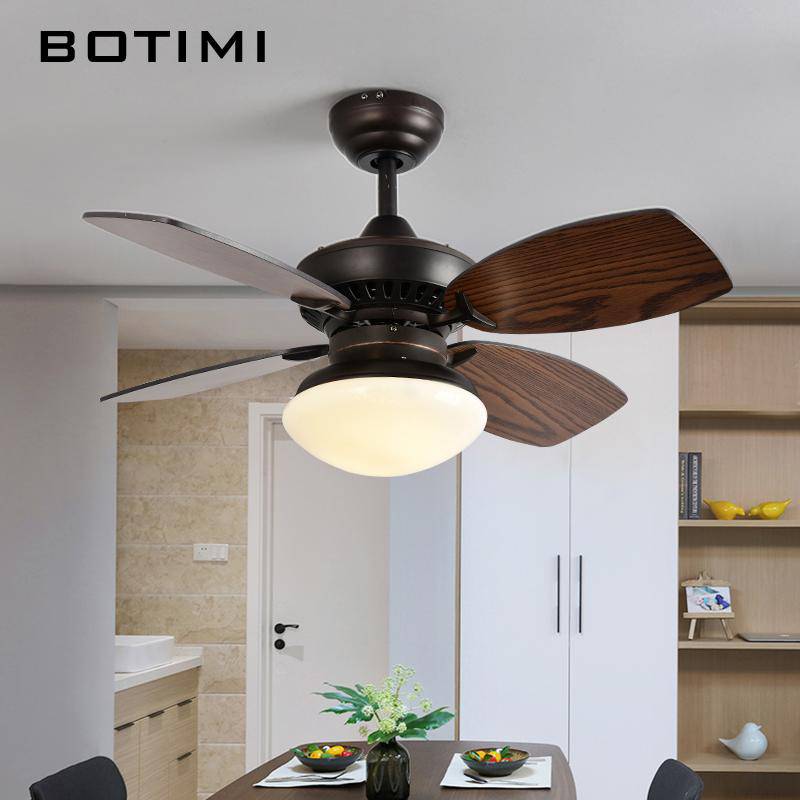 Ventilateur de plafond LED rustique à pales wengées (base noire ou blanche)