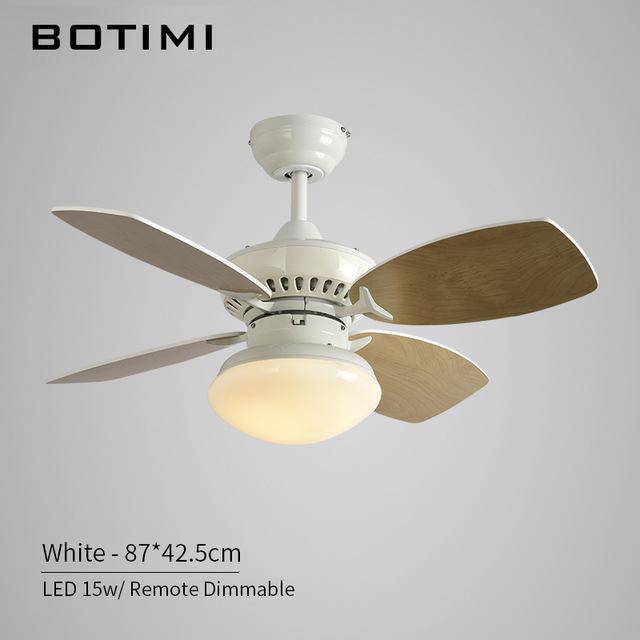 Ventilateur de plafond LED rustique à pales wengées (base noire ou blanche)