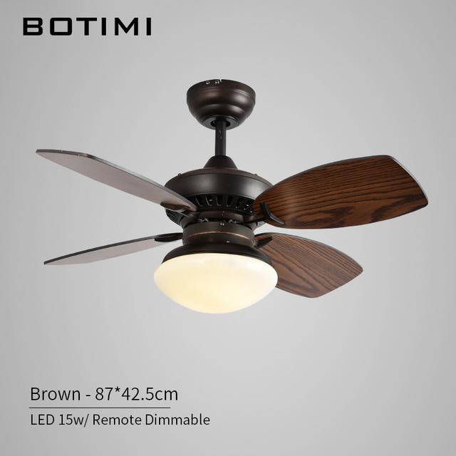 Ventilateur de plafond LED rustique à pales wengées (base noire ou blanche)