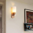 Applique LED en bois et abat-jour en verre Arandela