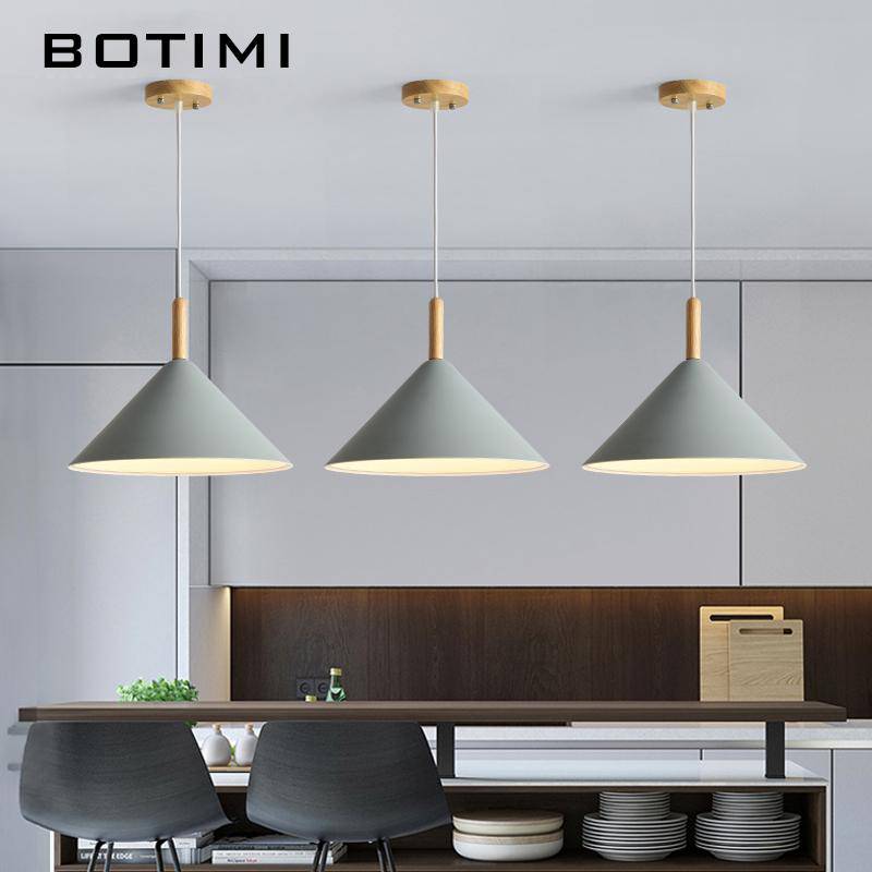 Suspension conique design LED en bois et métal de couleur Nordic - vue 5 sur 9