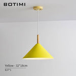 Suspension conique design LED en bois et métal de couleur Nordic