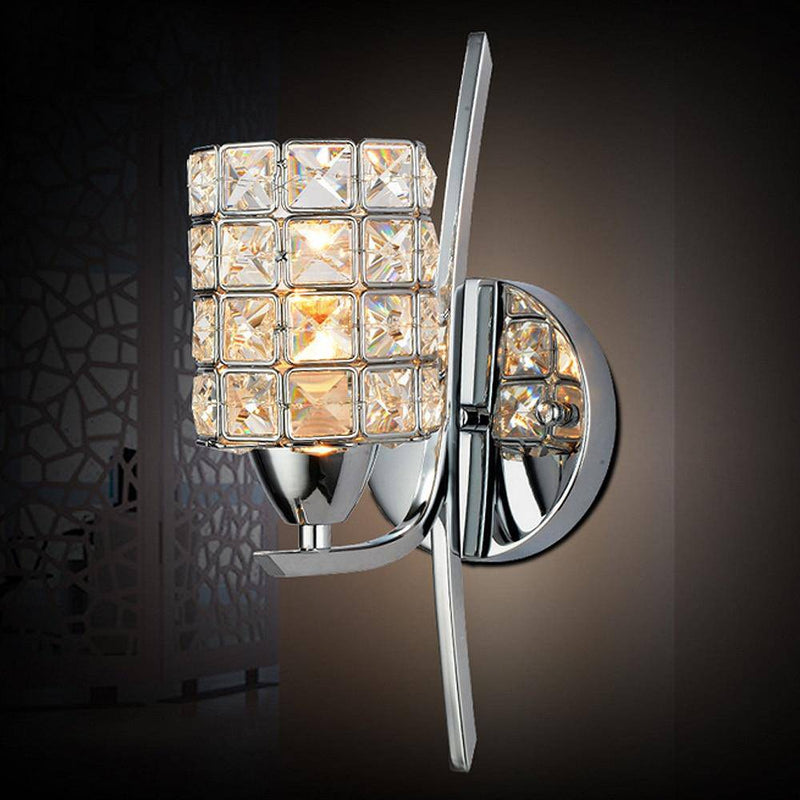 Applique murale chromé avec lampe cristal