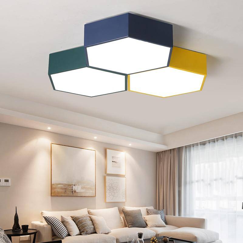 Plafonnier LED hexagonal de couleur Honeycomb