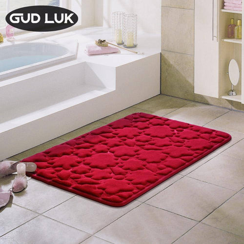 Alfombra de baño rectangular de color con figura en relieve Cómoda