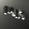 Plafonnier design géométrique à LED avec tubes rectangulaires noir et blanc