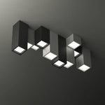 Plafonnier design géométrique à LED avec tubes rectangulaires noir et blanc