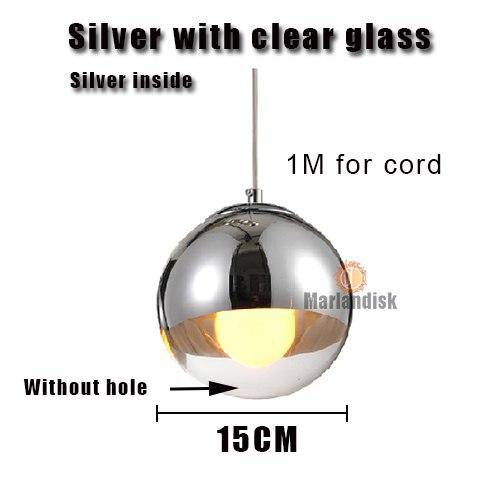 pendant light LED design glass ball and chrome Copper