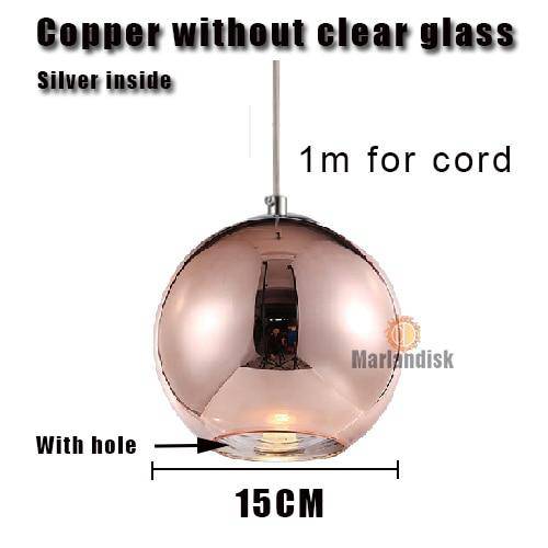 Suspension design LED boule en verre et chromée Copper - vue 7 sur 20