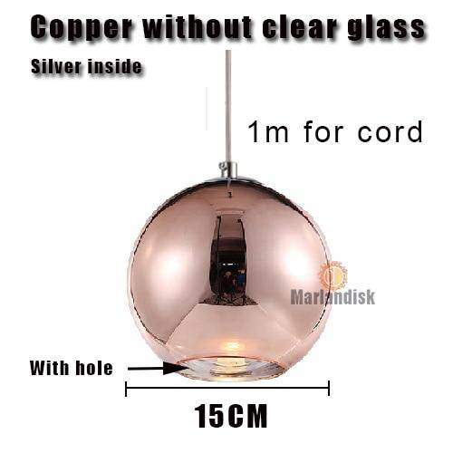 pendant light LED design glass ball and chrome Copper