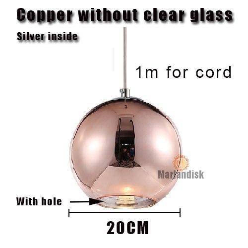 Suspension design LED boule en verre et chromée Copper - vue 10 sur 20