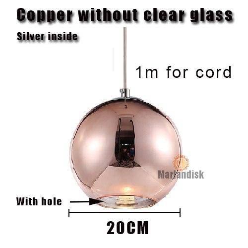 pendant light LED design glass ball and chrome Copper