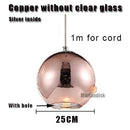 Suspension design LED boule en verre et chromée Copper