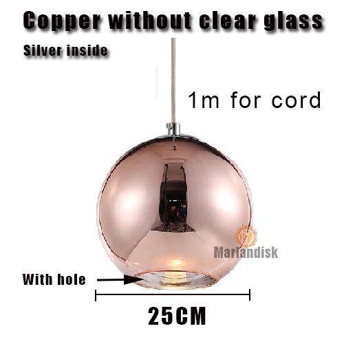 Suspension design LED boule en verre et chromée Copper - vue 20 sur 20