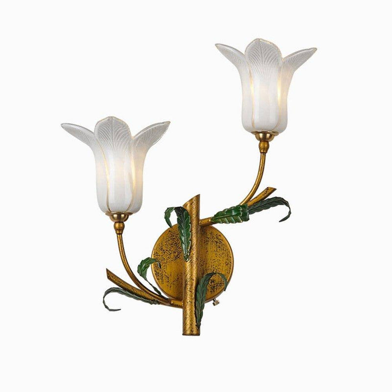 wall lamp rustic LED wall light with lampshade flower style