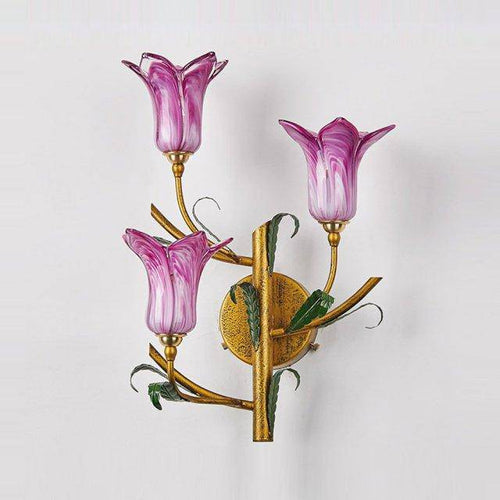 Applique murale rustique LED avec abat-jour style fleur colorée - vue 5 sur 7