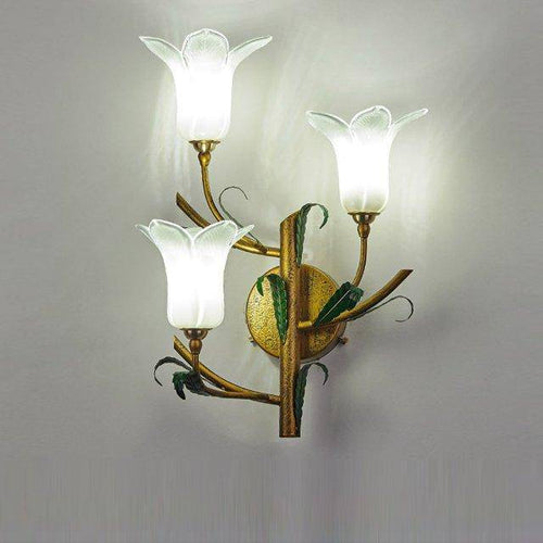 Applique murale rustique LED avec abat-jour style fleur colorée - vue 4 sur 7