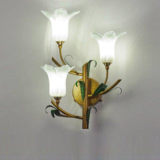 wall lamp rustic LED wall light with lampshade flower style