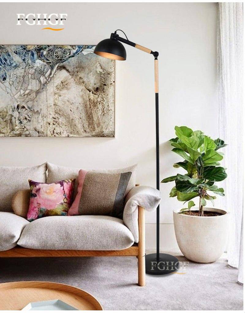 Floor lamp wood and metal design adjustable Floor