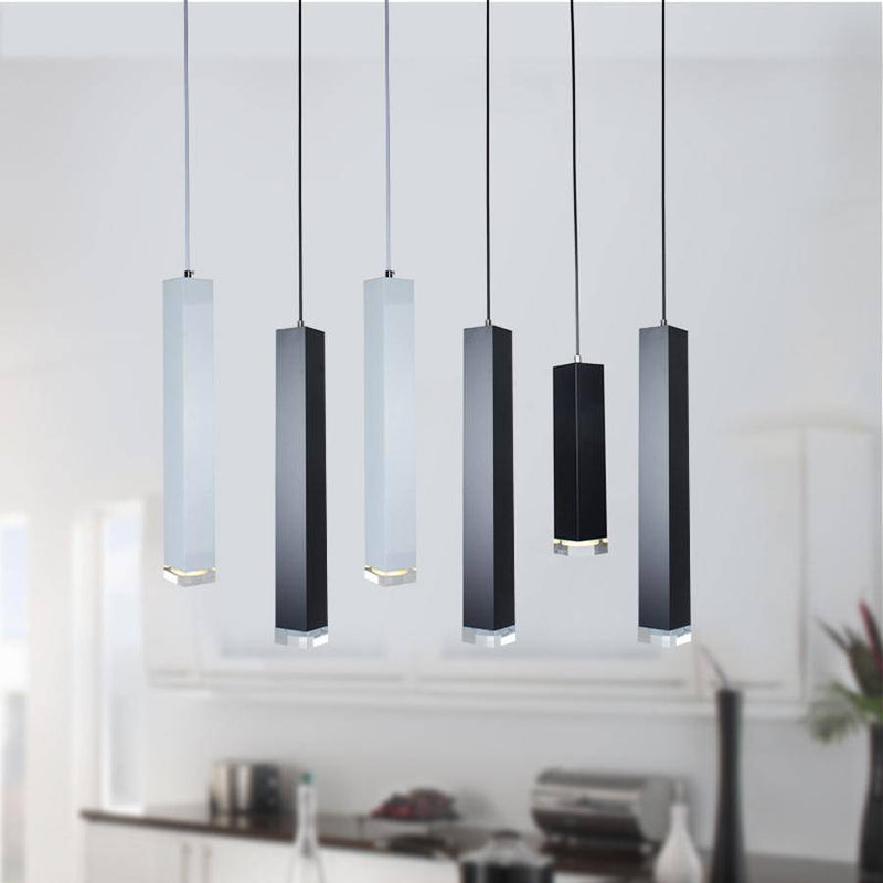 Suspension design LED rectangulaire (noir ou blanc)