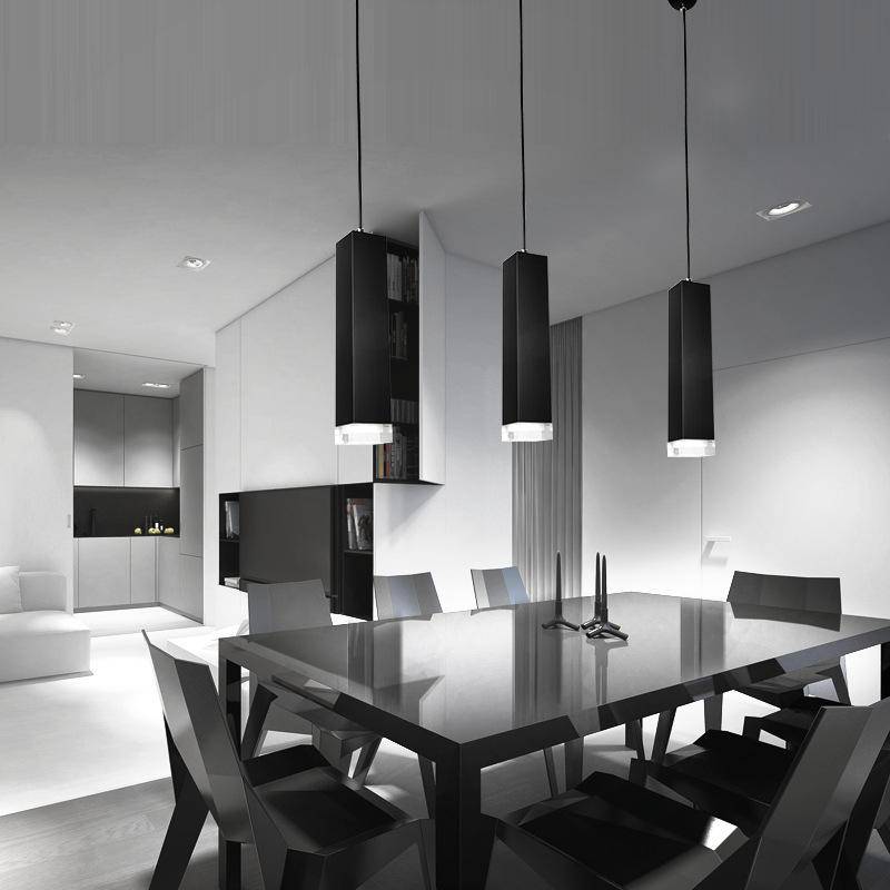 Suspension design LED rectangulaire (noir ou blanc)